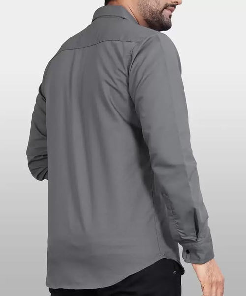 CB-COLEBROOK Men's Regular Fit Solid Soft Touch Cotton Casual Shirt with Pocket Design with Spread Collar & Full Sleeves